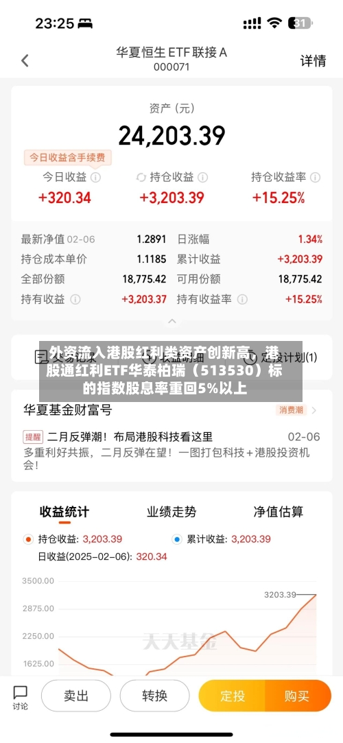 外资流入港股红利类资产创新高	，港股通红利ETF华泰柏瑞（513530）标的指数股息率重回5%以上-第2张图片